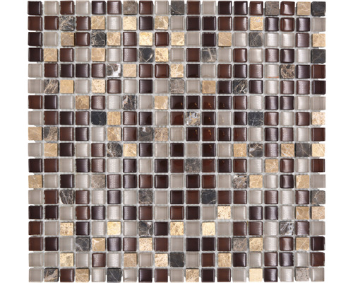 Glasmosaik mit Naturstein XCM M870 30,5x32,2 cm mix braun-0