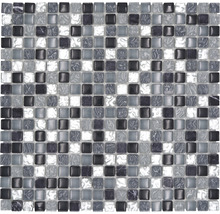 Glasmosaik mit Naturstein XCM M890 30,5x32,2 cm grau/silber/weiß-thumb-0