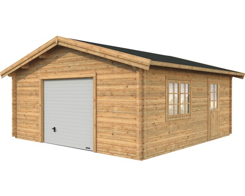 Holzgarage mit Sektionaltor, Fenster und Tür