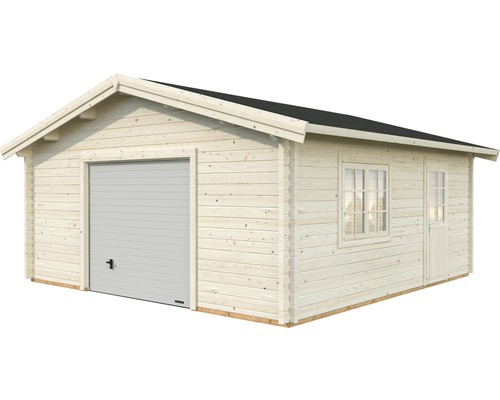 Holzgarage mit Sektionaltor, Fenster und Tür