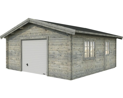 Holzgarage mit Sektionaltor, Fenster und Tür