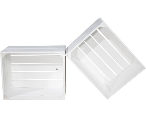 Zwei weiße Holzkisten