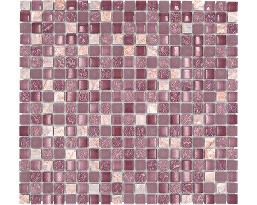 Glasmosaik mit Naturstein XCM M940 30,5x32,2 cm mix rosa