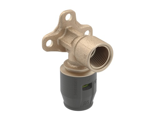 GEBERIT PushFit Winkel Wandscheibe 90 ° Rotguss 20 mm x 1/2 Zoll IG 651.281.00.1 Geberit Geruchsverschluss mit Befestigungswinkel