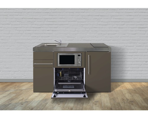 Stengel-Küchen Singleküche mit Geräten Premiumline 150 cm Frontfarbe weiß glänzend Korpusfarbe weiß montiert
