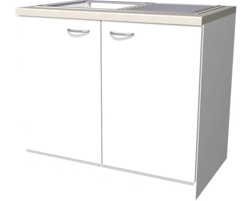 Flex Well Spülenschrank inkl Spüle Wito BxTxH 100 x 60 x 85 cm weiß matt zerlegt 00006936