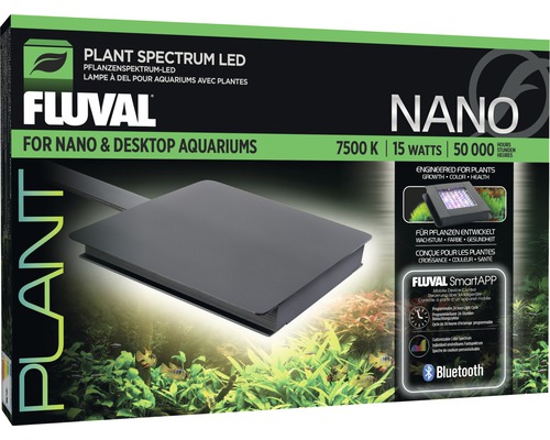 Aquariumbeleuchtung Fluval Nano Plant LED steuerbar über APP 15 W Fluval Nano Pflanzenspektrum LED Lampe für Nano- und Desktop-Aquarien Verpackung