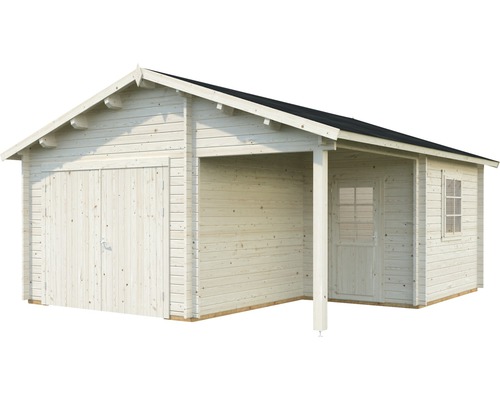 Holzgarage mit Anbau für den Garten