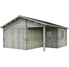 Einzelgarage Palmako Roger 21,9+5,2 m² mit Holztor 510 x 550 cm tauchgrundiert grau