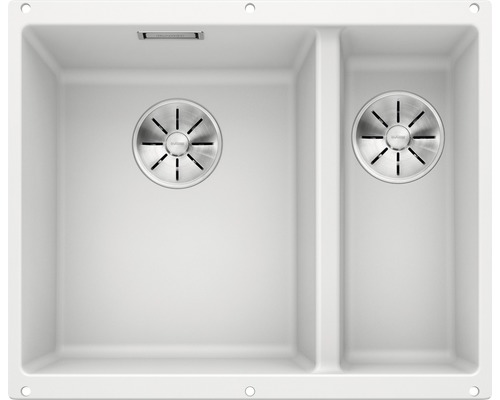 Spüle Blanco SUBLINE 340/160-U 555 x 460 mm weiß 523552 1 Spülbecken Ohne Tropffläche Mit Restebecken Becken links Spüle Blanco SUBLINE 340/160-U 555 x 460 mm weiß 523552 1 Spülbecken Ohne Tropffläche Mit Restebecken Becken links