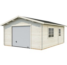 Holzgarage mit Sektionaltor, Fenster und Tür