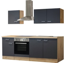 Flex Well Küchenzeile mit Geräten Tiago 210 cm Frontfarbe basaltgrau matt Korpusfarbe san remo eiche hell zerlegt-thumb-3