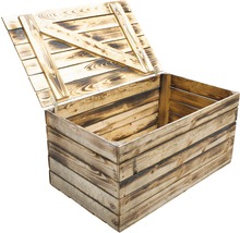 Holztruhe geflammt 85x55x46 cm