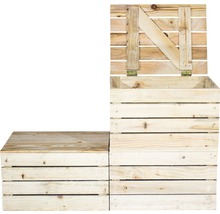 Holzgartenbank mit Stauraum und aufklappbarem Deckel