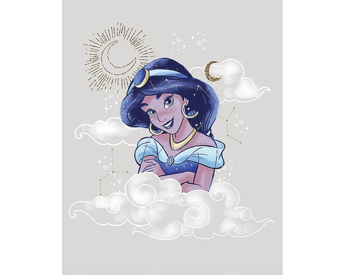 Illustration von Prinzessin Jasmin in den Wolken mit Mond und Sternbildern