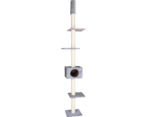 Kratzbaum Karlie Cometa mit Deckenspanner 35 x 35 x 263 cm grau Katzenkratzbaum mit Plattformen und Katzenhaus
