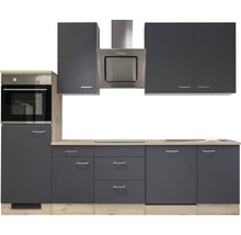 Flex Well Küchenzeile mit Geräten Tiago 280 cm Frontfarbe basaltgrau matt Korpusfarbe san remo eiche hell zerlegt-thumb-6