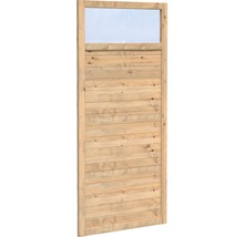 Sichtschutzelement aus Holz mit Glaseinsatz für den Garten