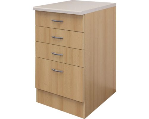 Flex Well Auszugunterschrank Nano BxTxH 50 x 60 x 85 cm buche matt zerlegt 00006973 Kommode mit vier Schubladen und Griffen