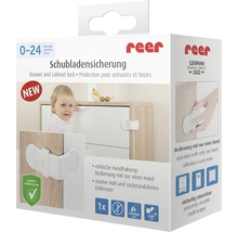 Verpackung einer Reer Schubladensicherung zum Schutz von Schubladen und Schränken