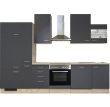 Flex Well Küchenzeile mit Geräten Tiago 310 cm Frontfarbe basaltgrau matt Korpusfarbe san remo eiche hell zerlegt-thumb-6