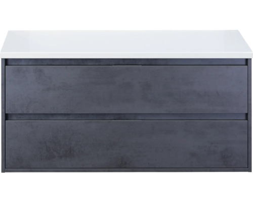 Waschtischunterschrank Sanox Porto Frontfarbe beton anthrazit BxHxT 120 x 59 x 50 cm WT-Platte weiß matt 84747141