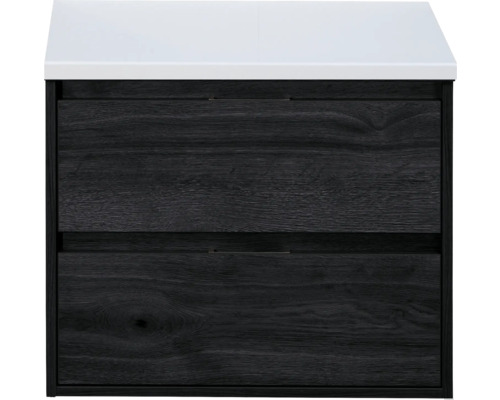 Waschtischunterschrank Sanox Porto Frontfarbe black oak BxHxT 70 x 59 x 50 cm WT-Platte weiß matt
