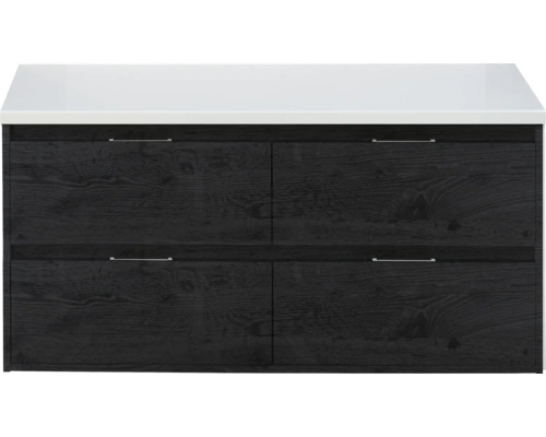 Waschtischunterschrank Sanox Porto Frontfarbe black oak BxHxT 120 x 59 x 50 cm WT-Platte weiß matt