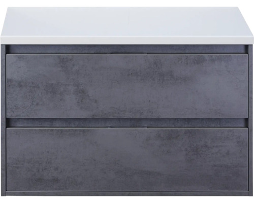 Waschtischunterschrank Sanox Porto Frontfarbe beton anthrazit BxHxT 90,2 x 58,6 x 50 cm WT-Platte weiß matt