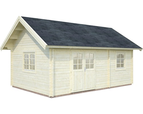 Holzgartenhaus mit Doppeltür und Fenstern