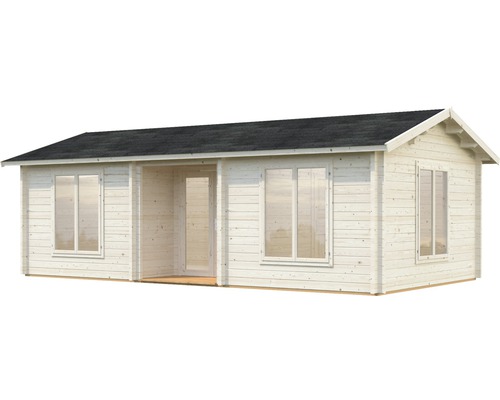 Gartenhaus aus Holz mit Fenstern und Tür