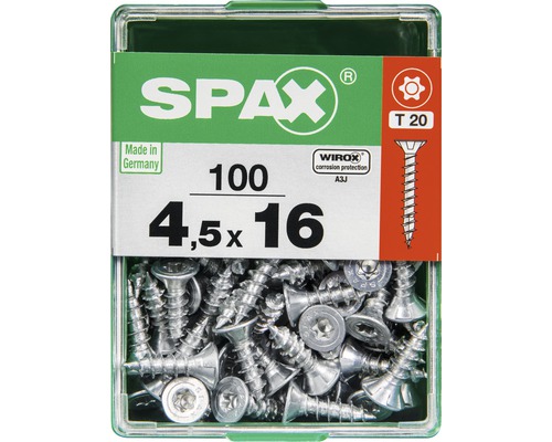 Spax Universalschraube T-STAR plus Senkkopf TX Vollgewinde 4,5x16 mm WIROX 100 Stück Spax Universalschrauben 4,5 x 16 Millimeter, 100 Stück, mit Torx Antrieb