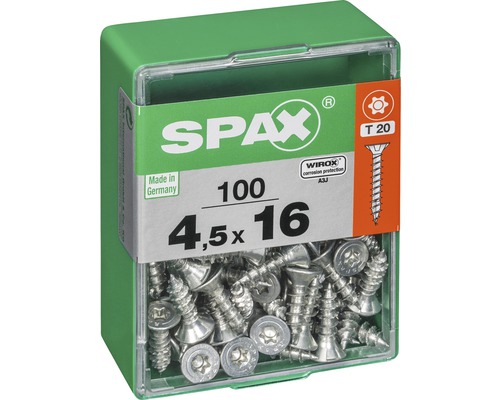 Verpackung mit 100 Spaxtraubenschrauben, 4,5 x 16 Millimeter