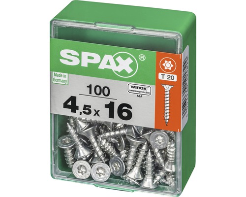Spax Schrauben 4,5 x 16 Millimeter, 100 Stück in Kunststoffverpackung