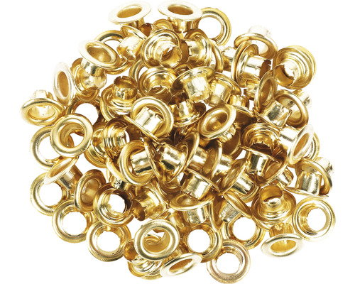 Ösen Innen-Ø 6mm Stahl verchromt 100 Stück Goldene Ösen zur Materialverstärkung im Überblick.
