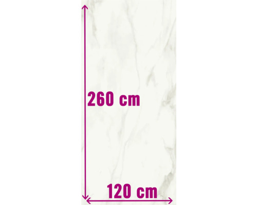 XXL Feinsteinzeug Wand- und Bodenfliese Eterna white 120 x 260 x 0,7 cm poliert