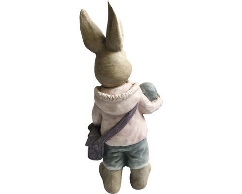 Osterhase Figur mit Tasche und Ei, Rückenansicht