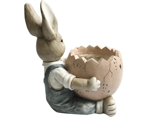 Dekofigur Hase mit Eierschale als Pflanzgefäß