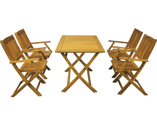 GARDEN PLACE Gartenmöbel-Set Cara Akazie 4-Sitzer 5-teilig Holz natur