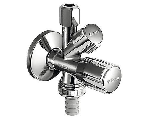 Eckventil mit zwei Abgängen für Waschmaschine und Spülmaschine