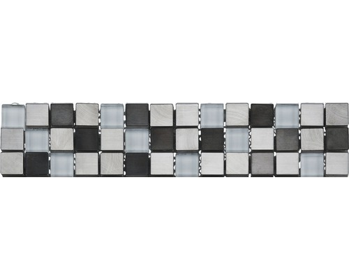 Glasbordüre mit Metall 5,9 x 30,5 cm silber schwarz