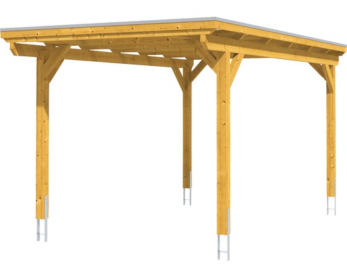 Holzcarport mit Flachdach und Pfostenbefestigung