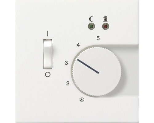 Nahaufnahme eines Heizkörperthermostats mit Drehknopf und Schalter