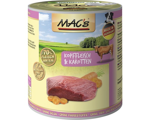 Hundefutter nass MAC´s DOG Kopffleisch 800 g