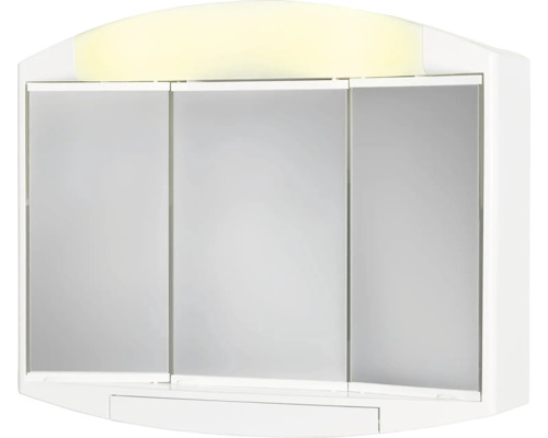 Spiegelschrank Jokey Elda 59 x 15,5 x 49 cm weiß 3-türig Energiesparlampe IP 20 Weißer Spiegelschrank mit drei Türen und integrierter Beleuchtung.