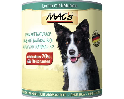 Hundefutter nass MAC´s DOG Lamm und Ente 800 g