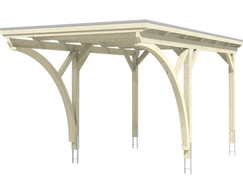 Holzcarport mit Metallschutzkappen
