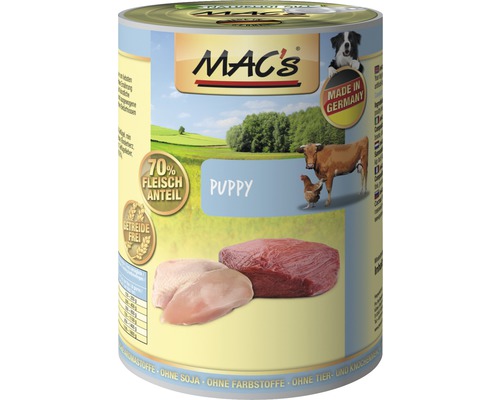 Hundefutter nass MAC´s DOG Puppy Geflügel, Herz und Leber 400 g