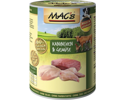 Hundefutter nass MAC´s DOG Kaninchen, Gemüse und Kartoffeln 400 g