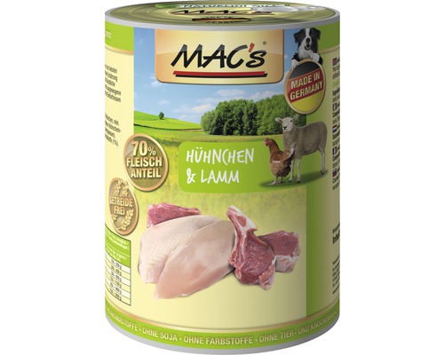 Hundefutter nass MAC´s DOG Sensitive Lamm & Geflügel 400 g